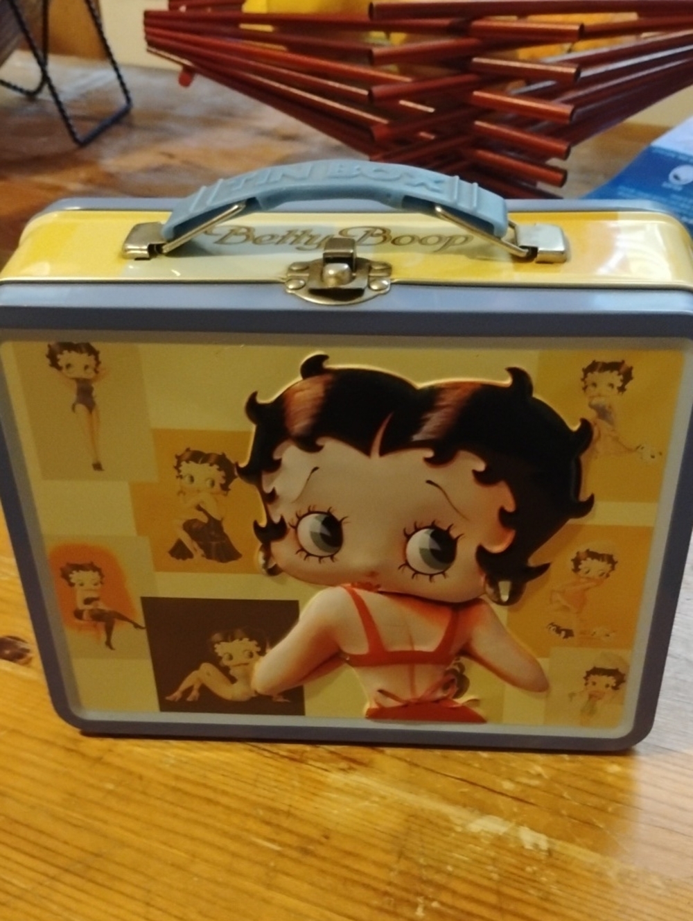 Betty Boop Yellow and Gray Retro Tin Lunchbox